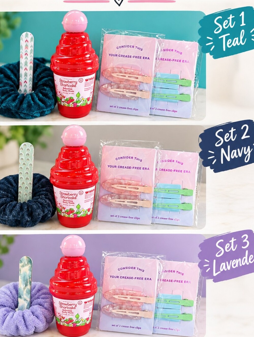 Strawberry Shortcake Bath & Body Set — Lavender, Navy or Teal